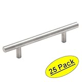 Cosmas 305 – 4snサテンニッケルキャビネットハードウェアユーロスタイルバーハンドルプル – 4 "穴センター、6 – 3 / 8 "全体長 – 25パック