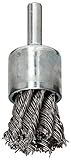 Weiler Wire End Brush, Hollow End, Round Shank, Stainless Steel 302, Partial Twist Knotted, 3/4" Dia