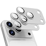 Slopow iPhone 17 Pro Max 用 カメラ保護フィルム アルミ合金＆9H強化ガラス 全面保護 高透過率 露出オーバー防止 フラッシュ干渉なし 指紋防止 超薄設計 簡単装着 2枚組 シルバー