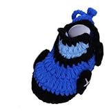 (ビグッド)Bigood 手編み風 新生児 ベビーニットシューズ 0-18ヶ月赤ちゃんに ファーストシューズ ボタン 車型 ブルー