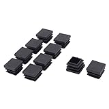 uxcell チューブパイプインサートキャップ テーブル 椅子 プラスチック 四角形チューブ ブラック 22mm x 22mm 10個入り