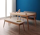 天然木北欧風ダイニング【Onnell】オンネル/3点set(テーブル+ベンチ+ソファベンチ) ベージュベンチ【ﾉｰﾌﾞﾗﾝﾄﾞ品】