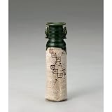 花器 織部鯉耳花入　置掛両用 約R6.5 x H20.5ｃｍ 加藤景陶 紙箱入 茶道 茶器 抹茶