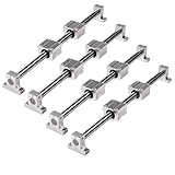 Mssoomm リニアモーションロッドシャフトスライドガイド4個 D 8mm x 長さ34.65インチ / 880mm + ブロックベアリング8個 SCS8UU + アルミニウムレールサポート SK8 リニアモーションセットキット 3Dプリンター、DIY、CNC用