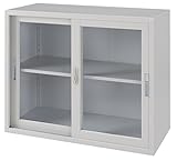 【アウトレット品】【新品】単体書庫　ガラス引違い　幅880×奥行400×高さ750　ニューグレー色　UO-F250