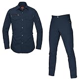 (バートル) BURTLE 綿100% 作業着・作業服 上下セット(長袖シャツ+カーゴパンツ) (5505,5502) ネイビー　LL