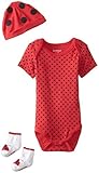 Lovespun新生児女の子てんとう虫3 Piece Creeper帽子と靴下ギフトボックスセット カラー: レッド