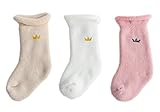 厚手 ベビー ソックス 新生児 パイル もこもこ 靴下 キッズ 室内 赤ちゃん ３足セット 模様D M