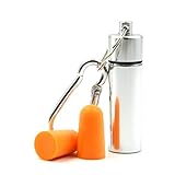 TOENNESEN 非常に柔らかい泡耳栓、耐久性のアルミケースで眠るためのノイズキャンセルの耳プラグ、オレンジ（4パック）