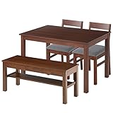 ダイニングテーブル 4点セット テーブル＆チェア セット 食卓 机 椅子 ベンチ テーブル ファブリックグレー