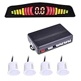 Neewer 4 Radar Parking Sensor System Buzzer Alarm w/ Colorful LED Screen Display - White Sensors [並行