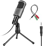 コンデンサーマイク スマホマイク 小型スタンドマイク 3.5ｍｍオーディオケーブル pcマイク ハンドヘルドマイク 全指向性 卓上マイク カ