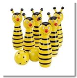 Kidsスポーツ物理Bee Frogてんとう虫Cow動物ボーリングボール子供ベビー木製教育玩具、1set = 6ピン+ 2ボール