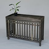 エアコン室外機カバー匠・たて格子・横ポイント（色：ブラウン）ヒバ材・木製【大型対応】