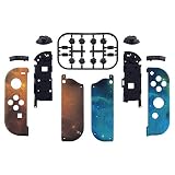 eXtremeRate スイッチ ジョイコン対応用交換シェル、switch joyconとswitch 有機elモデルに対応用ハンドヘルドコントローラーハウジングケース、フルセットボタン付き、ジョイコンに対応用DIY交換ケース（ジョイコン switch本体は含まれていません）【ブラックシルバーカーボンファイバー】
