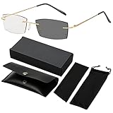 [Felimoa] ブルーライトカット 変色 UVカット 調光 度なしメガネ サングラス 男女 フチなし