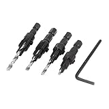 uxcell　木工ドリルビット　皿穴ドリルビッ　6# 8# 10# 12#　6.3mm六角シャンク　HSS　4個