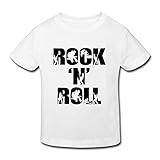 星 ２～６歳子供 男女兼用 半袖 ティー Tシャツ Rock Roll アメリカ 音楽 White 5-6 Toddler