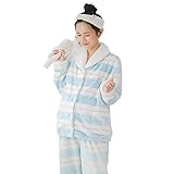 (アビコ)ABICO マタニティ 冬 可愛い フランネル 授乳パジャマ ボーダー柄 授乳服 授乳口付き 前開き ウエスト調節 あったか 厚手 部屋着 ルームウェア 上下セット