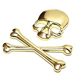 GoodsLand 【 3カラー 】ステッカー 車 ドクロ おしゃれ デカール 車 シール スカル エンブレム メッキ GD-DKST-GD