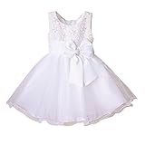 Pettigirlベビードレス お姫様フォーマルワンピース ホワイト フラワードレス 結婚式 演奏会 3才 [並行輸入品]