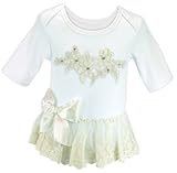 Stephan Baby Angels In Lace Trimmed All-in-One Diaper Cover, Crystal Cream/Satin Bow Crystal Embelli