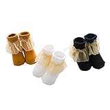 GZ HOUSE　春　ベビー靴下　ソックス　 赤ちゃん　キッズソックス　3足組　セット　出産祝い　プレゼント　花柄　レース　可愛い　リボン　0～3歳 (S（0~1歳）, G138)