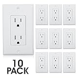 Maxxima Tamper Resistant Duplex Receptacle Standard Wall Outlet 15A White, Wall Plates Included (Pac