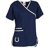NFLインディアナポリス・コルツWomen 's Mock Wrap Scrub Top、XL、ブルー