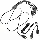 ZHUROUPU for ニンテンドーDS Lite、New 3DS(XL/LL)、3DS(XL/LL)、2DS(XL/LL)、DSi、Wii U、ゲームアドバンスSP(GBA SP)、PSP 1000 2000 3000用と互換性のある5 in 1 USB充電器ケーブル 2プレーヤーリンクケーブル付き