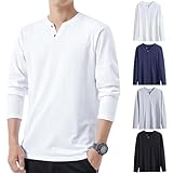 Hisitosa 長袖tシャツ メンズ 秋 3枚組 4枚組 綿100% 無地 ヘンリーネック t シャツ インナーシャツ メンズ 肌着 v ネック ロングtシャツ (JP, アルファベット, 2XL, 4枚組-ミックスカラー)