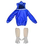Zyurong 養蜂防護服　プロ防護服　養蜂ジャケットベール　養蜂用 防護服 蜂防護服 上服 フェイスネット　手袋 2点 セット　害虫駆除 蜂 駆除 ぶよ 蚊 対策 虫よけ 養蜂 草刈り ガーデニング