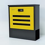 郵便ポスト郵便受け北欧風大型メールボックス 壁掛け鍵付きマグネット付黄色ポストpm225