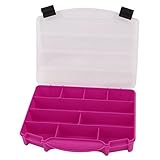 uxcell 電子部品の収納ボックス　フクシア　プラスチック　 10分割り　工具収納ケース