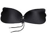 女性のファッションステルスシリコンスティッキングブラジャー (B, ブラック)