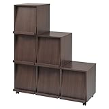 JKプラン Carmine スタッキングフラップシリーズ ディスプレイラック 階段ステップセット 階段タンス（キャスター付き） ダークブラウン fr-5154set-db