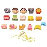 HKUN 積み木 木製 知育 知恵 お祝いプレゼント 子供おもちゃ 木製カラフルつみきセット 認知力 実践力 教育玩具,3#