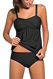 sunifsnowレディースModest 2個ソリッドタンキニ三角形ブリーフ水着 US サイズ: M カラー: ブラック