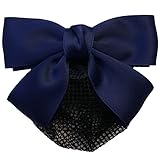 GLOBAL BOX リボン バレッタ ネット付 シンプル シニヨン パッケージ商品数 1 (ブラックB)