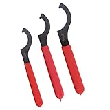 Fenteer スパナ　レンチ　3本　ER25 ER32 ER40フック　ERチャック　滑り止めカバー　耐摩耗性　コレットレンチ　赤