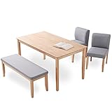 LOWYA （ロウヤ） ダイニング ダイニングテーブル 4人掛け 4点セット ベンチ ファブリック 突板 木脚 角丸 ダイニングテーブルセット 幅140cm ブルーアッシュ おしゃれ 新生活
