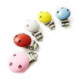 10pc Pacifier Clip Wooden Clip Selectable Silicone Teething Beads Suspender Clip Round and Flat by L