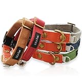 Lil&Fam 犬 首輪 小型犬 中型犬 大型犬 おしゃれ シンプル 柔らかい ペット 犬の首輪 軽量 オシャレ かわいい 丈夫 ワンタッチ バックルタイプ(モカブラウン, S)