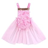 Hibote　2017 ベビー　キッド　子供　ガールズ　ハーネスドレス　プリンセスドレス　コットン　スパンコール　パーティードレス 　TUTUスカート　　 シャンパンスパンコール ピンクの花びら/18