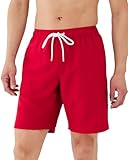 [Amazon Essentials] 水着 海水パンツ (股下23cm) メッシュ裏地 ポケット付き ドローストリング メンズ レッド XL