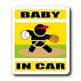 わーるどくらふと BABY IN CAR ソフトボール ピッチャーバージョン ステッカー （きいろ）