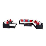 Outsunny 13-Piece Outdoor Rattan Wicker Sectional Sofa Furniture Set [並行輸入品]