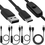 Xiatiaosann オン/オフボタン付きUSB充電ケーブル、Raspberry Pi 4用スイッチ付きUSB Cオス-USB Aオス急速充電延長ケーブル、USBオス-メスケーブル付き（3パック）