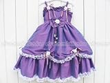 スイートドレス　カラフルキュートなキャンディーカラーパープル子供ドレス (サイズ　85-90cm 肩幅15cm バスト58cm ウエスト54cm 身丈16cm スカート丈46cm 総丈62cm)