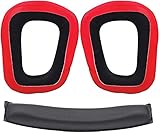 オーディオファン 交換用メッシュイヤーパッド for G230 G331 G430 G431 G231 G930 イヤーパッド 1ペア ＋ ヘッドクッション セット ブラックレッド ゲーミングヘッドセット ヘッドセット ソフトフォーム サイズ 縦 98×横 78×厚 20mm